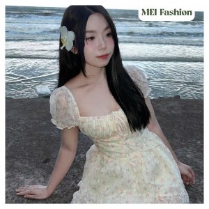 Đầm trễ vai đi biển