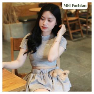 Set áo gấu phối chân váy