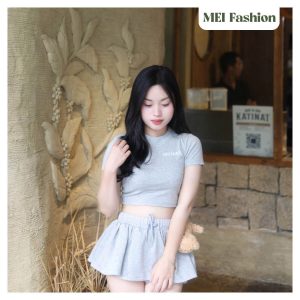 Set áo gấu phối chân váy