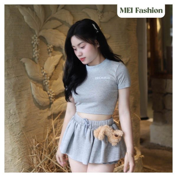 Set áo gấu phối chân váy